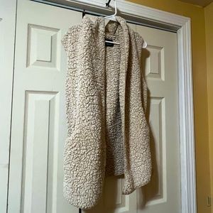 Cream/beige Sherpa vest cardigan